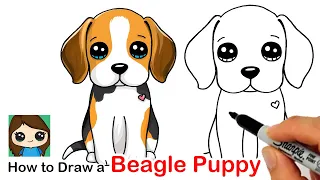 How to Draw a Beagle Puppy Dog Easy 🦴❤️