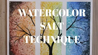 Salt Background Watercolor Technique for Beginners | Abstract Tree Painting with Watercolour