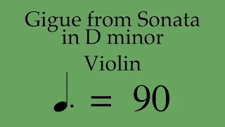 Suzuki Violin Book 5 | Gigue from Sonata in D minor | Piano Accompaniment | 90 BPM