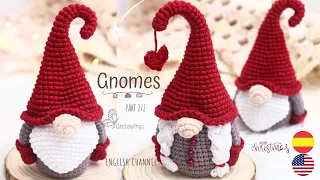 CHRISTMAS GNOMES AMIGURUMIS CROCHET FABRIC Part 2/2 - Tutorial Sub 🇺🇸🇪🇸/ GretaWings