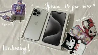 Unboxing IPHONE 15 PRO Max in White TITANIUM *asmr* + Accessories 📦