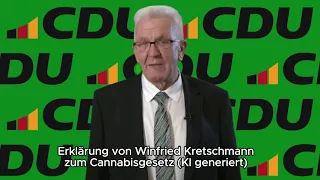 Erklärung von Winfred Kretschmann zum Cannabisgesetz (KI generiert)