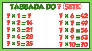 Tabuada do 7║Ouvindo e Aprendendo a tabuada de Multiplicação do 7️⃣ SETE║Tabuada do SETE ➯｢2023｣