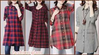 latest casual cotton checked shirts styles for girls