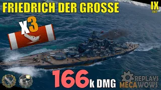 IX F. DER GROSSE, Rank 166k DMG, 3 Kills, Two Achievements | World of Warships Gameplay