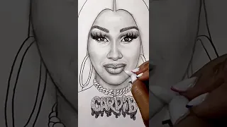 How to Draw Cardi B in 50 seconds! 💅🏽 #freestyle