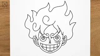 How to draw LUFFY Gear 5 - Joy Boy (One Peace) step by step, EASY