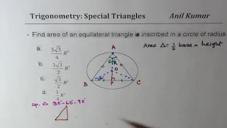 IMPORTANT Area of Equilateral Triangle Inscribed in a Circle of Radius R