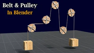 Belt & Pulley (or Rope & Pulley) In Blender | Curve Modifier & Drivers | Easy Mechanics