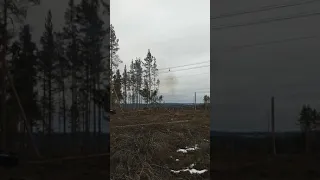 Sprängning av träd elledning i Ludvika 2 190107