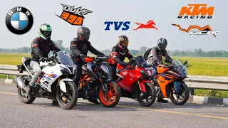 BMW G310RR vs KTM RC 390 vs TVS APACHE RR310 vs KTM DUKE 390 || ye kya ho rha hai bhai 🤣🤣