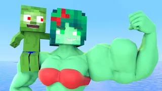 Top Minecraft Life of Muscles and love Zomma ZomBo & | Muscular girl | Minecraft Animation