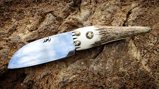 KNIFE MAKING | making a folding knife with a deer antler handle