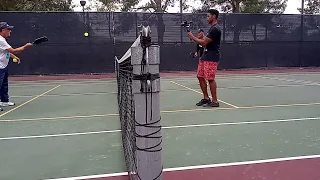 Pickleball Lesson - Working on forehand top-spin dinks