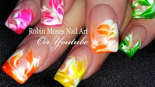 No Water Needed - Rainbow Swirl DIY Drag Marble nail art Tutorial