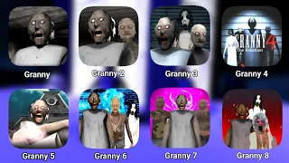 Granny 1, 2, 3, 4, 5, 6, 7 & 8 Ending Gameplay || Granny 4 | New Granny| Granny 5 |Granny 8 Horror