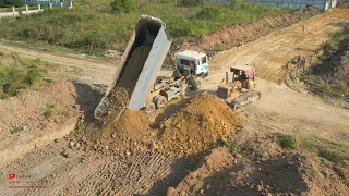 Incredible​ Super Strong Komatsu Dozer New Episode Processing Making Road Construction Foundation