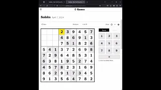 Sudoku NYT Answers Easy Medium Hard 7th April 2024
