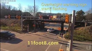 Truck crashes at the 11foot8 bridge and then hits a car