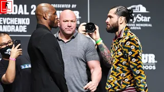 KAMARU USMAN & JORGE MASVIDAL FACE OFF AT UFC 261 PRESS CONFERENCE