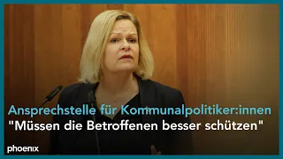 Innenministerin Nancy Faeser (SPD) zur Anlaufstelle für bedrohte Kommunalpolitiker:innen am 26.01.24