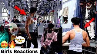 WHEN BODYBUILDER ENTER A TRAIN | Epic Girls Reactions 😍🔥| Fitness Master Deepak