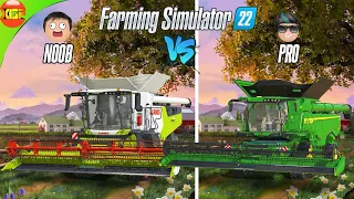Funny! NOOB🤤 vs PRO😎- Harvesting Wheat Comparison in FS22!