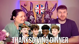 BRITS REACT | British Highschoolers Try Thanksgiving Dinner | BLIND REACTION