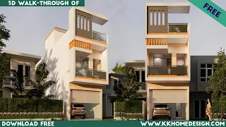 11x35 Feet Modern House Design With Car Parking || 3D House Plan#133