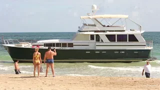 Stolen Yacht on the Beach in Fort Lauderdale / Pulled Away at High Tide