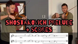 Shostakovich - 5 pieces for 2 violins and piano - 1. Prelude (music + scores)