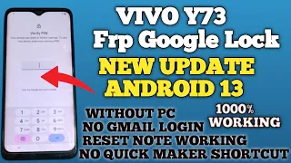 Vivo Y73 Frp Bypass Android 13 | Vivo Latest Security Frp Google Lock Without Pc