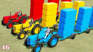 MINI LOADER OF COLORS! TRANSPORTING BUHRER TRACTORS and LOADING BALES! FS22