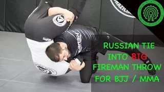 Wrestling Using the Russian Tie to hit a Super Clean Fireman Carry Throw in BJJ / MMA