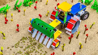 diy tractor making special plow machine to plant rainbow color flowers | @Keepvilla | @Farm Diorama