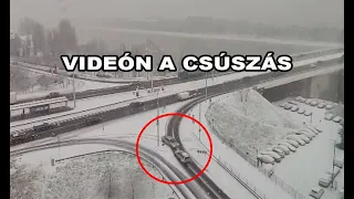 Videón a TEHETETLEN CSÚSZÁS az Árpád híd pesti hídfőnél