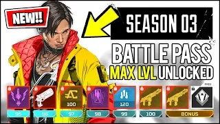 APEX LEGENDS SEASON 3 ALL BATTLE PASS REWARDS UNLOCKED (MAX LEVEL ALL SKINS)