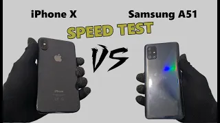 iPhone x vs Samsung Galaxy A51 Speed Test Comparison