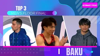 Top 3 in Men's Floor Final - 2024 Baku Gymnastics Apparatus World Cup