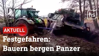 Bundeswehr-Nachwuchs war mit Panzer im Matsch eingesunken: Landwirte helfen | hessenschau