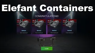 WoT Blitz Crate Opening - 20 Elefant Containers! - Hunt for Free Tanks and Gold!