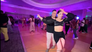 Brandon Ayala and Ashley Magana dancing at the Miami Salsa Congress 2023