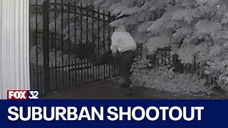 Suspect in suburban shootout caught on surveillance video