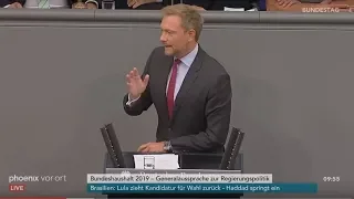 Rede von Christian Lindner zur Regierungspolitik der Bundeskanzlerin am 12.09.18