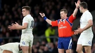 Christoper Robshaw telling off by Nigel Owens, England v France, 21st March 2015