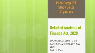 Detailed Analysis of Finance Act, 2020 - Session II