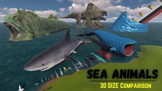 Sea Animals Size Comparison || El Gran Maja Vs Bloop 🦈🐉🐲🐌🦎🐙