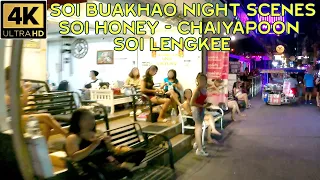 Pattaya Soi Buakhao Night Drive   Soi Chaiyapoon   Soi Lengkee   Soi Honey   May 2023 Thailand