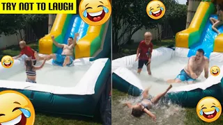 Funniest water slide fail compilation 🤣😂😅 - Try not to laugh