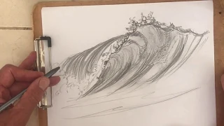 Draw a Breaking Wave Easily! Sketching video - Jim Freeheart #drawing #waves #sketch #art